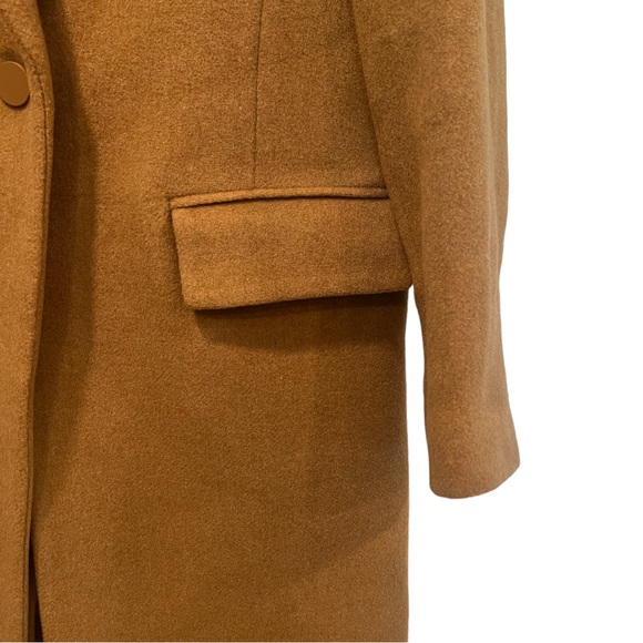Club Monaco Slim Tailored Wool Trench Coat Women Size M Camel Single Breasted - Picture 7 of 16